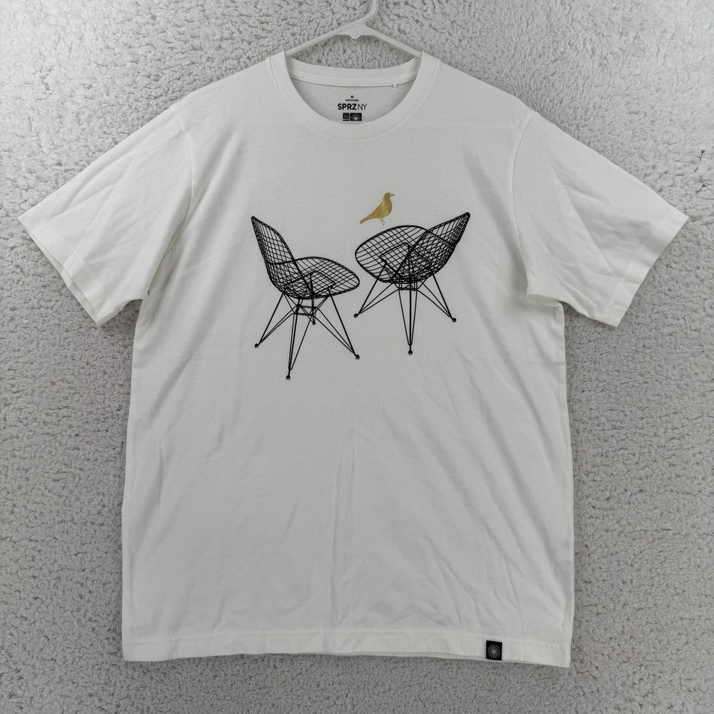 Uniqlo Mens White Eames Office Chairs Bird Graphic Tee T-Shirt SPRZ NY Medium